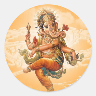 GANESH HINDU GOD CLASSIC ROUND STICKER