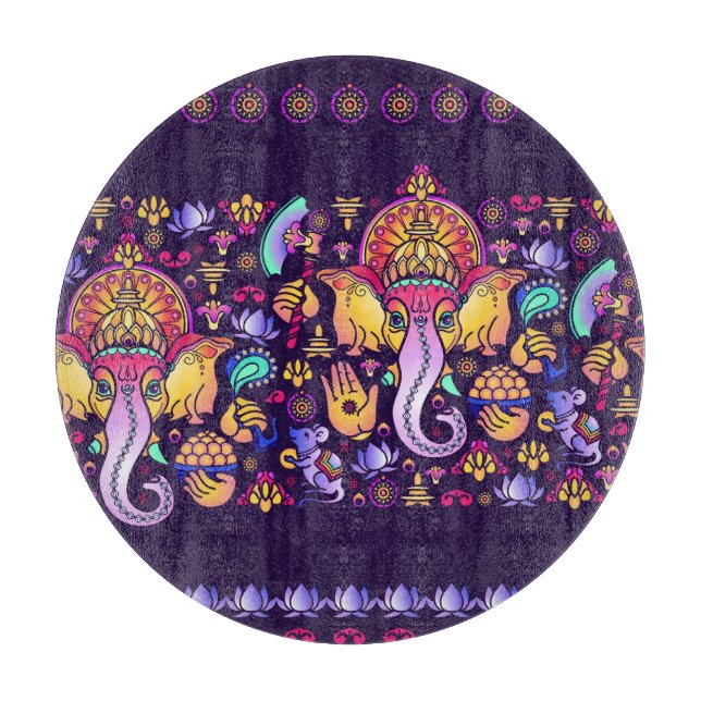 Ganesh Hindu God: Festive Seamless Cutting Board (Front)