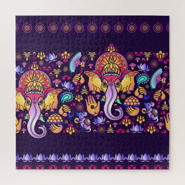 Ganesh Hindu God: Festive Seamless Jigsaw Puzzle (Vertical)