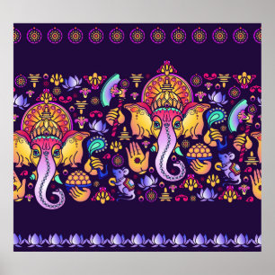 Ganesh Hindu God: Festive Seamless Poster