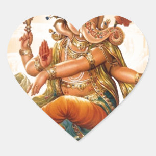 GANESH HINDU GOD HEART STICKER