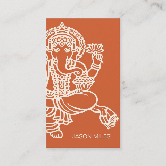 Ganesh Hindu God Yoga Or Meditation Instructor Business Card (Front)