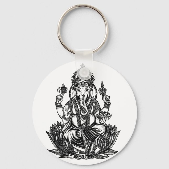Ganesh Illustration Key Ring (Front)