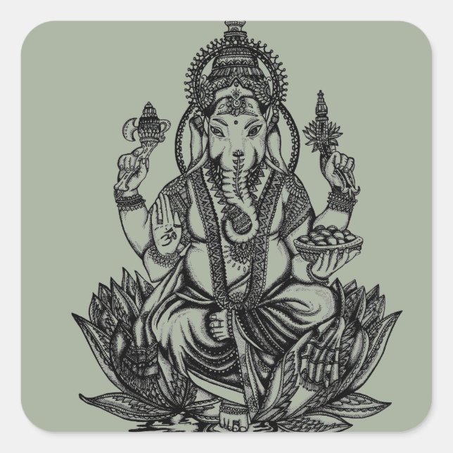 Ganesh Illustration Square Sticker (Front)