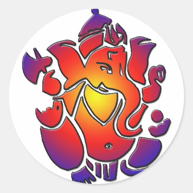 Ganesh in colours classic round sticker (Front)