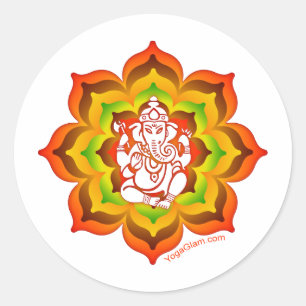 Ganesh in Lotus Classic Round Sticker