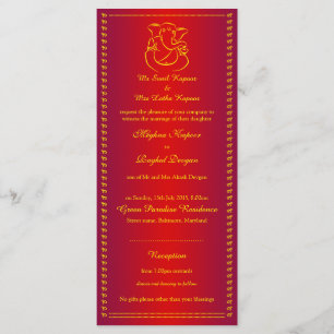 Ganesh   Indian God Red Wedding Rack Cards