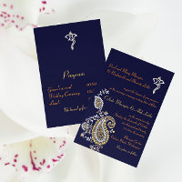 Ganesh Jeweled Gold Silver Paisley Hindu Wedding