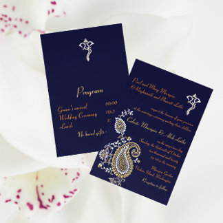 Ganesh Jewelled Gold Silver Paisley Hindu Wedding Invitation