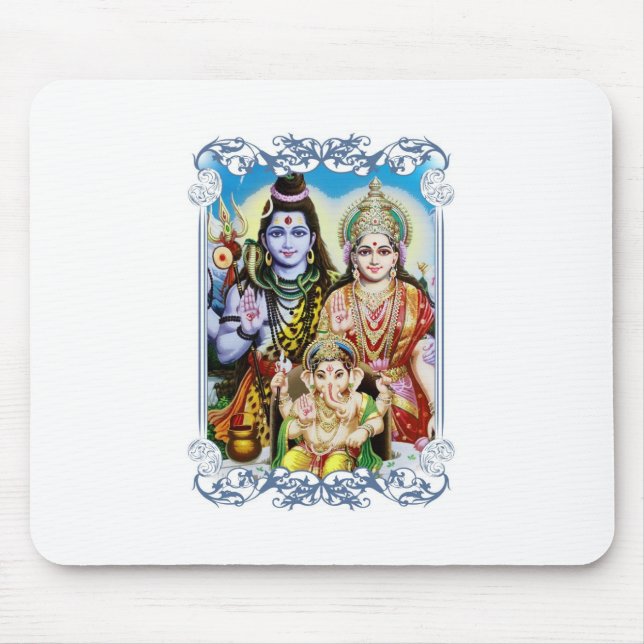 Ganesh, Shiva and Parvati, Lord Ganesha, Durga Mouse Mat (Front)