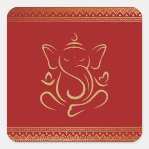 Ganesh   square sticker