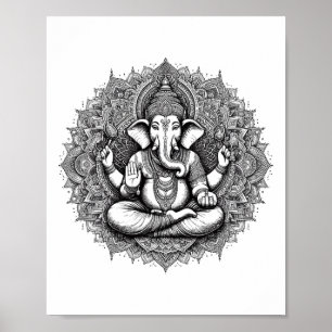 Ganesh Symbol Yoga Hindu Elephant God Ganesha Puja Poster