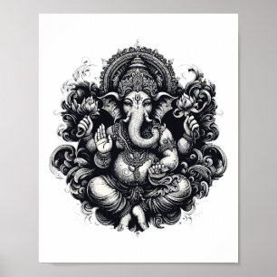 Ganesh Symbol Yoga Hindu Elephant God Ganesha Puja Poster