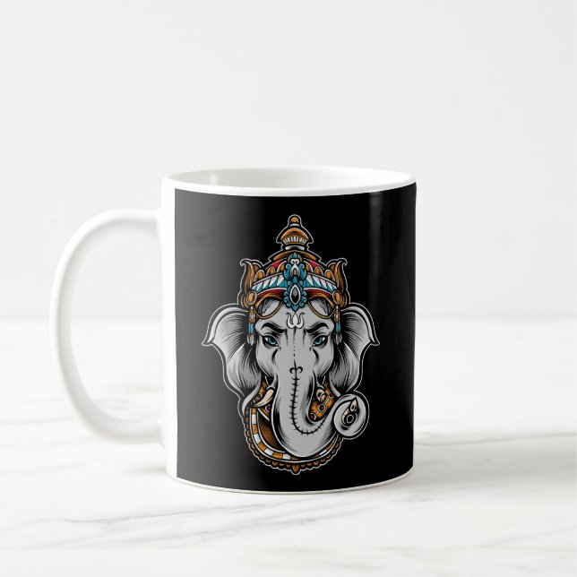 Ganesh Symbol Yoga Hindu Men Women Meditation Gift Coffee Mug (Left)