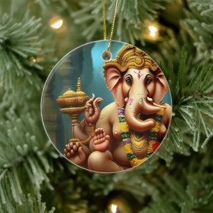 Ganesh Takes a Selfie Ceramic Tree Decoration