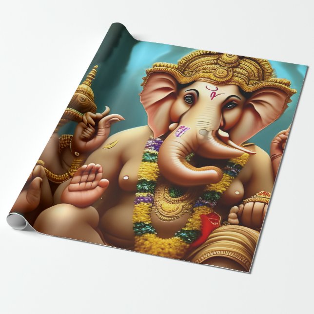 Ganesh Takes a Selfie Wrapping Paper (Unrolled)