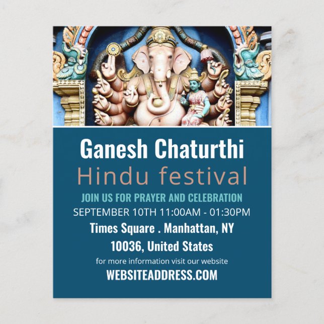 Ganesh the Hindu God, Hindu Event Advertising Flyer (Front)