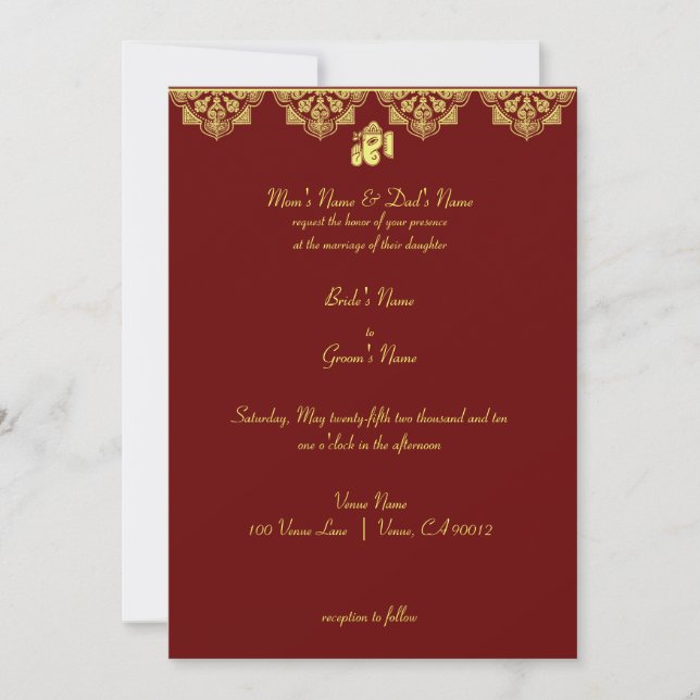 Ganesh Wedding Invitation (Front)