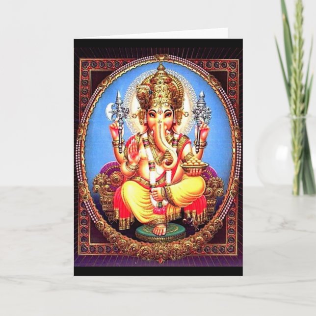 Ganesha (गणेश) Indian Elephant Card (Front)