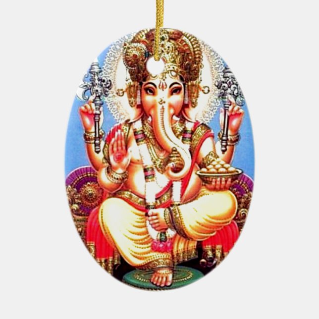Ganesha (गणेश) Indian Elephant Ceramic Tree Decoration (Front)