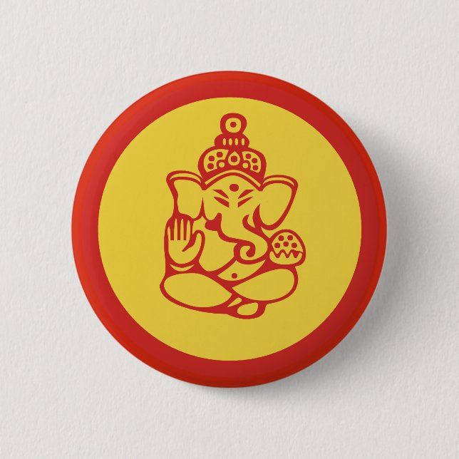 Ganesha 6 Cm Round Badge (Front)