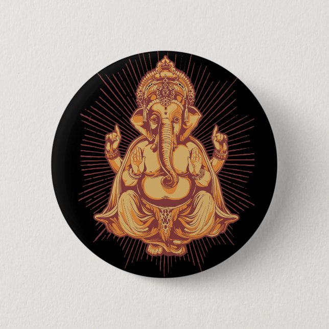 Ganesha 6 Cm Round Badge (Front)