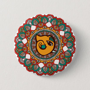 Ganesha Art 6 Cm Round Badge