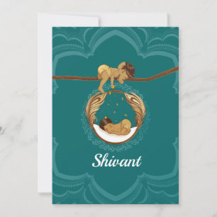 Ganesha blessing an sleeping Indian baby boy Announcement
