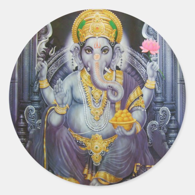 Ganesha Classic Round Sticker (Front)