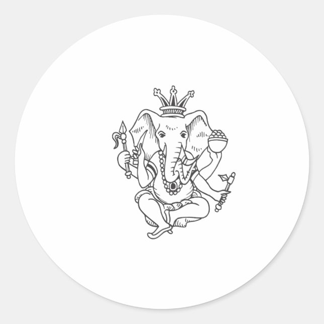 Ganesha Classic Round Sticker (Front)