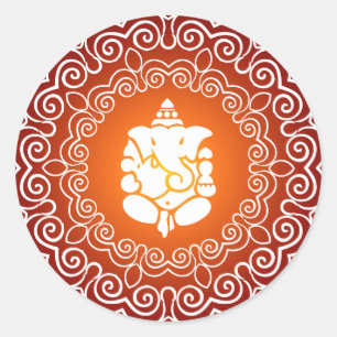 Ganesha Decorative Design Classic Round Sticker
