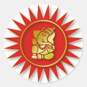 Ganesha Design Classic Round Sticker
