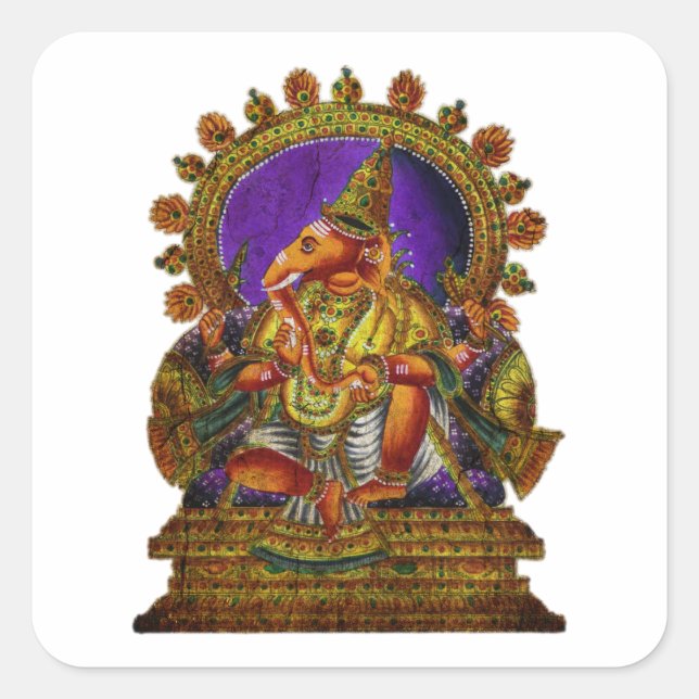Ganesha Deva antique | make your own background Square Sticker (Front)