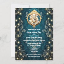 Ganesha elephant blue gold Hindi Hindu wedding