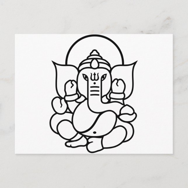 Ganesha Elephant No. 3 (black white) Postcard (Front)