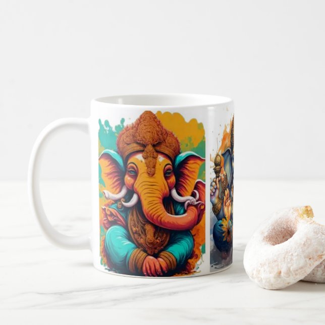Ganesha, ganesh, ganapati remover of obstacles #1 coffee mug (With Donut)