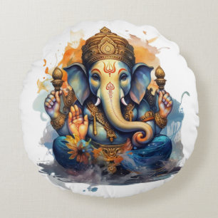 Ganesha, ganesh, ganapati remover of obstacles #2 round cushion