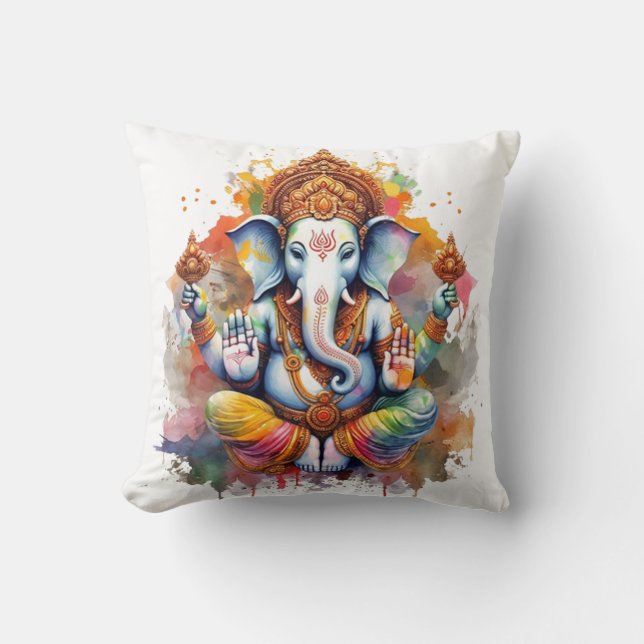 Ganesha, ganesh, ganapati remover of obstacles #5 cushion (Front)