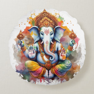Ganesha, ganesh, ganapati remover of obstacles #5 round cushion