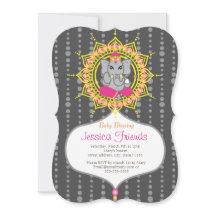 Ganesha girl Baby shower 5" x 7" invitation card