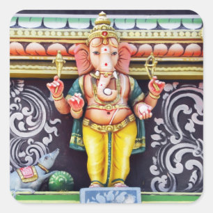 Ganesha God Statue Square Sticker