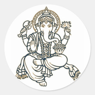 Ganesha Hindu Deity God Classic Round Sticker