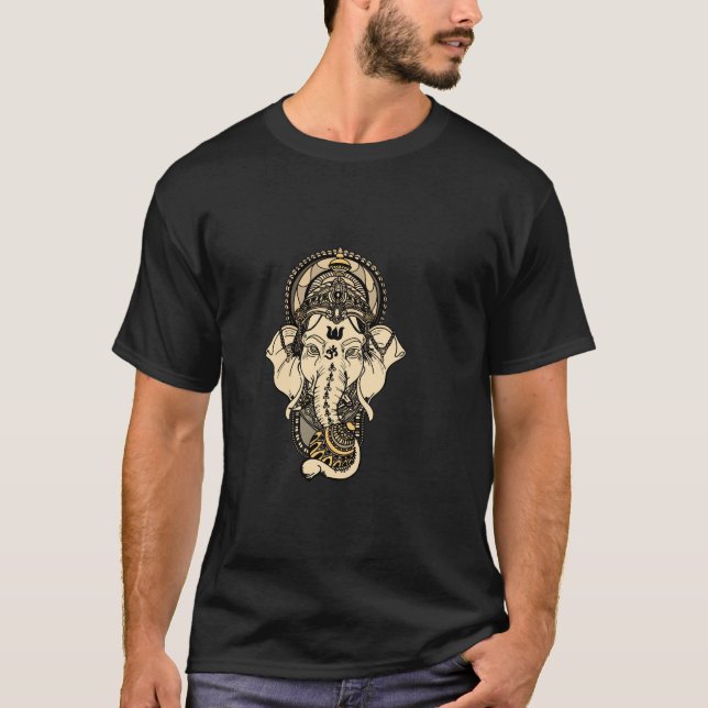 Ganesha Hindu God Hinduism Yoga India Bali Yogi T-Shirt (Front)