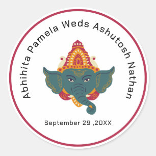 Ganesha Hindu Wedding Classic Round Sticker