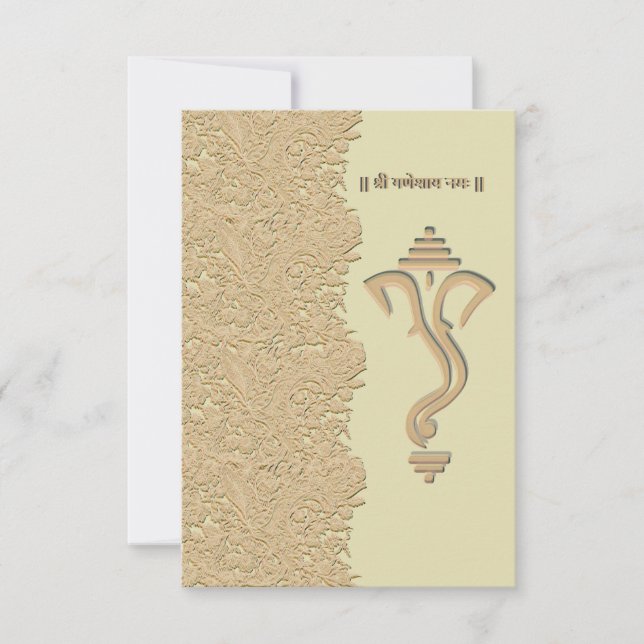 Ganesha indian hindu wedding  invitation (Front)