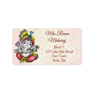 Ganesha Indianlotus pattern Label