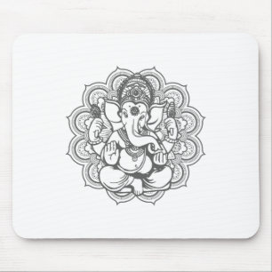 Ganesha Mandala Hindu God Hinduism Yoga Gift _1 Mouse Mat