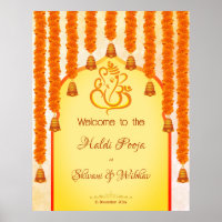 Ganesha marigold garlands Haldi Ganesh pooja