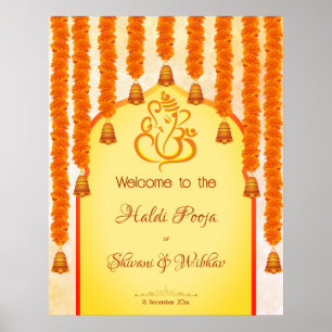 Ganesha marigold garlands Haldi Ganesh pooja Poster