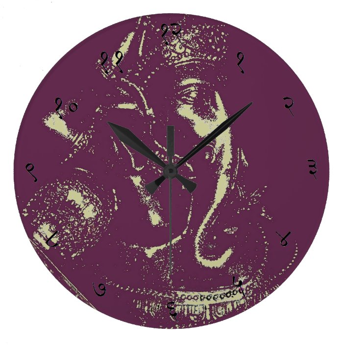 Ganesha (Purple) Sanskrit Wall Clock Zazzle.co.uk
